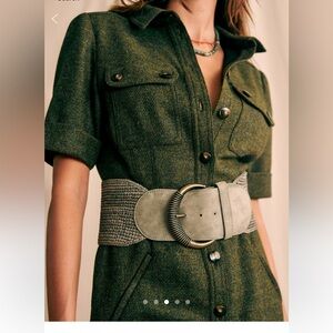 Sezane Ariel dark Green virgin wool dress